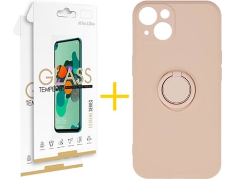 Carcasa + 2 Protectores de Vidrio iPhone 13 Mini SKYHE Gel O-Ring Rosa