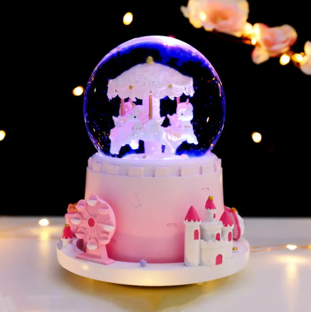 Caja de música con forma de bola de cristal y luz. Regalo de San Valentín. MDUG (modelo 30)