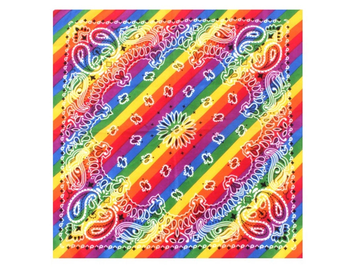 Bandana o Pañuelo Paisley Arcoíris de 54x54 cm