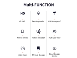 Cámara de seguridad inalámbrica PTZ WiFi para exteriores, 1080p, 2MP