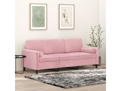 Sofá De 3 Plazas Con Cojines Terciopelo Rosa 180 Cm
