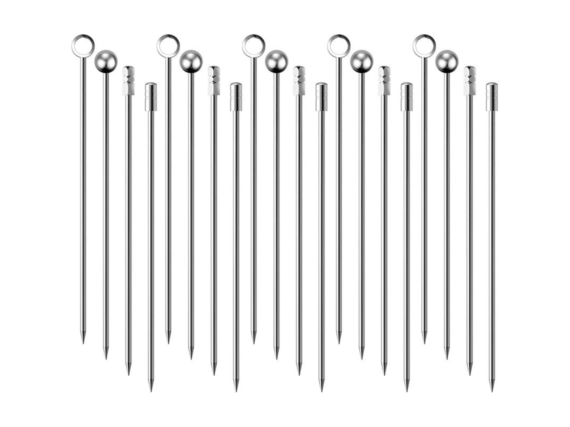 Palillos De Cóctel De Acero Inoxidable 304, 20 Unidades, Reutilizables Para Aperitivos Y Guarniciones.