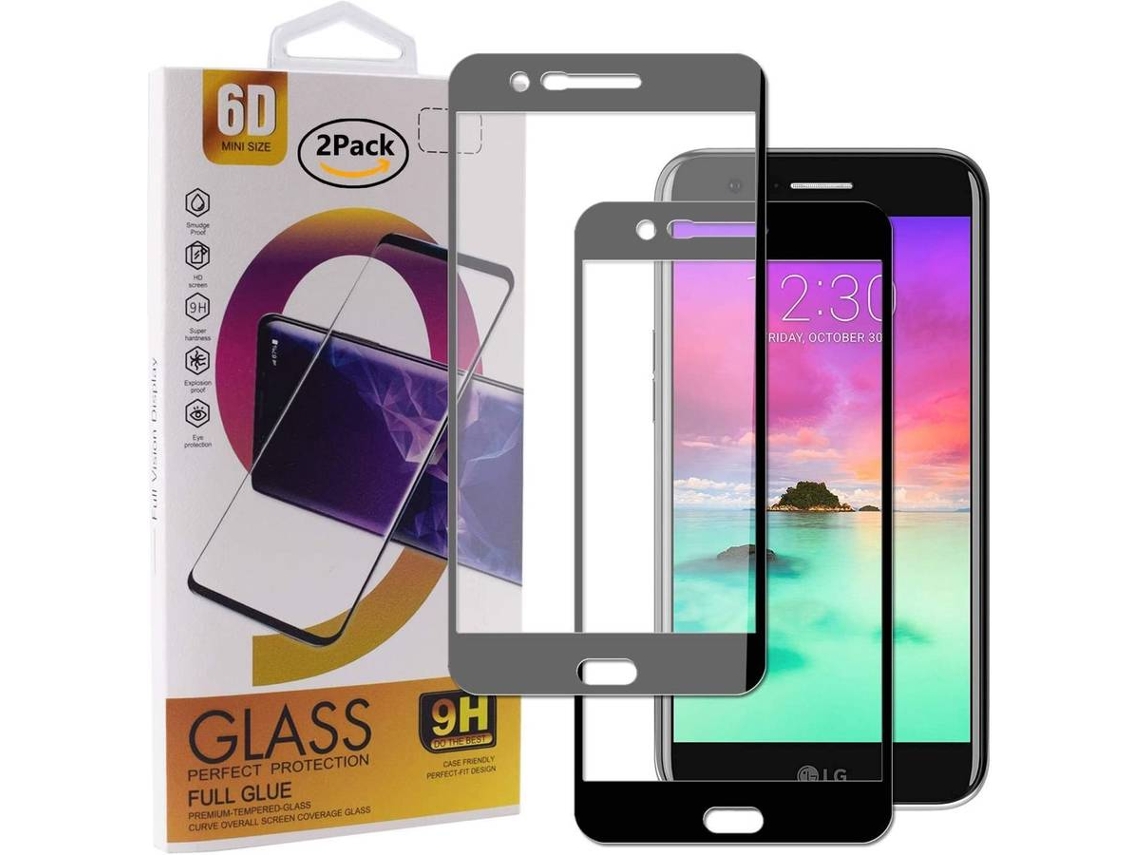 Protector Cristal Templado LG K10 2017 HONGWE. Cobertura Completa Negro