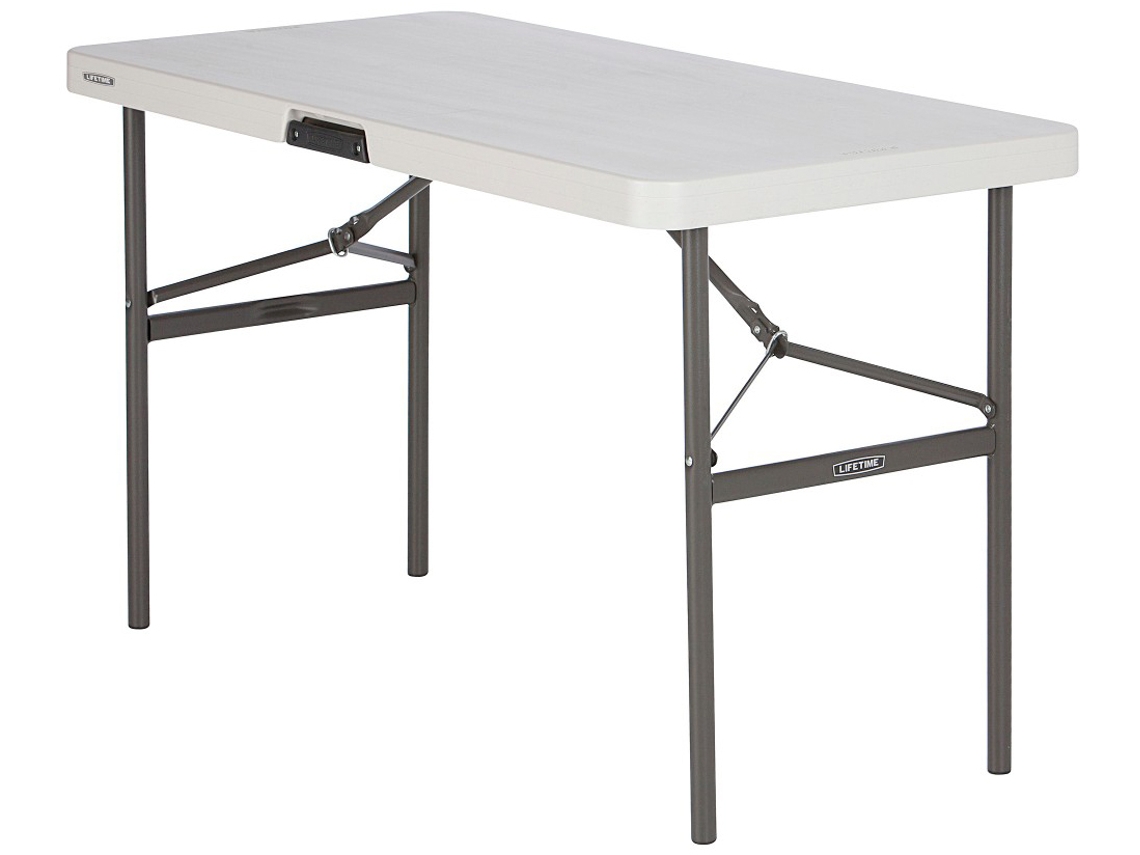 Mesa patas plegables rectangular crema Lifetime 122x61x74 cm
