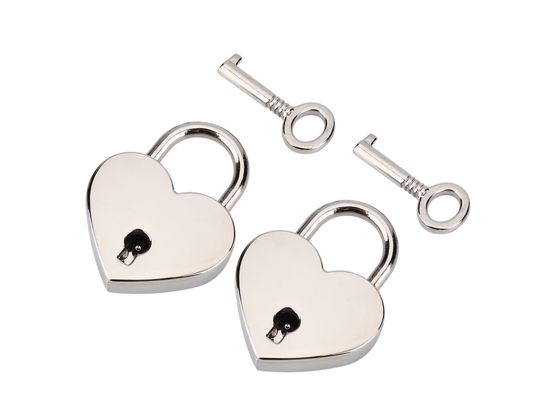 2 Juegos De Candados En Forma De Corazón Con Llave Metálica Para Equipaje, Agenda O Joyero.