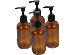 4 Pièces Bouteille Verre Teintée Con Pompe À Lotion Flacon Vide Rechargeable Para Gel Shampooing...