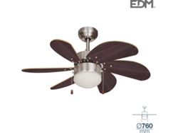 Ventilador de Techo EDM Modelo Aral Oscuro Marrón / Níquel Satinado 50W 76 Cm