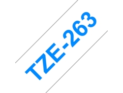 Cinta laminada Compatible Brother Tze263 Texto Azul / Fondo Blanco 36Mm X 8M