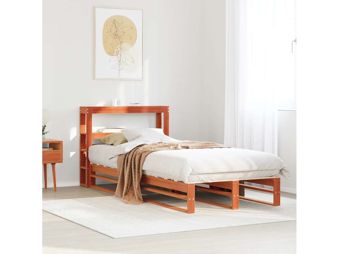 Estructura De Cama Sin Colchón Madera Maciza Marrón 75x190 Cm