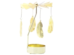Linjou Portavelas Giratorio, Juego De Candelabro Dorado Romántico Para Bodas Con Pluma
