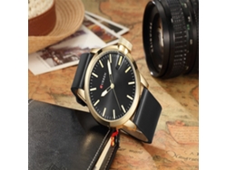 Reloj De Cuarzo Masculino Resistente Al Agua Con Correa De Cuero Pu Trendy