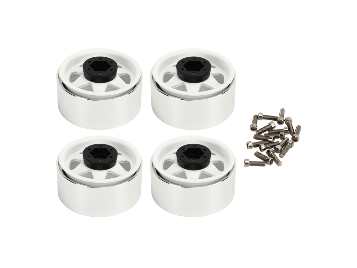 Llantas Metálicas Beadlock Offset -8.9mm Llanta 1.9 Para Axial Scx10 90046 D90 Hsp Redcat Tamiya Hpi Blancas 4 Piezas