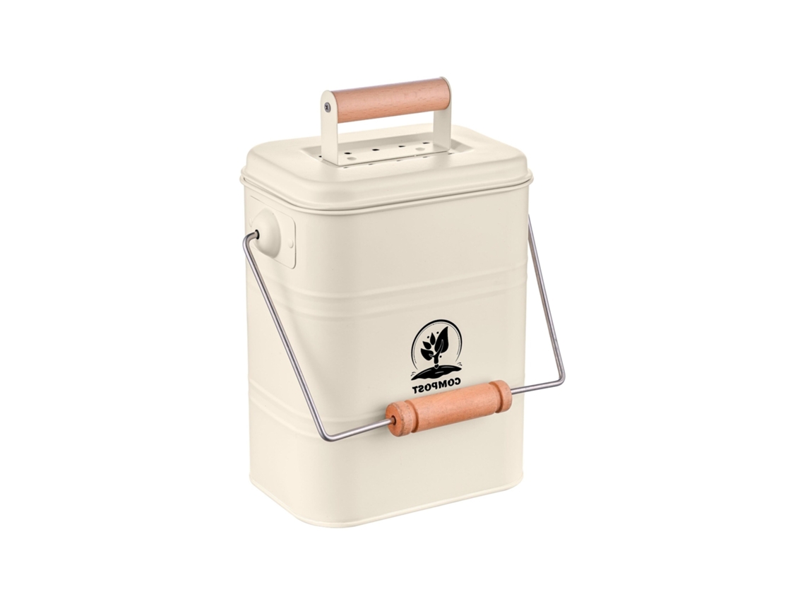 Relaxdays Compostera Cocina 3,5 L Con Tapa Y 2 Filtros Carbón Activo, Cubo Compostaje Basura Orgánica, Metal Y Madera