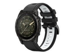 Bracelete Para Garmin Tactix 7 Amoled - Silicone Esportivo - Duas Cores (26mm) Preto + Branco