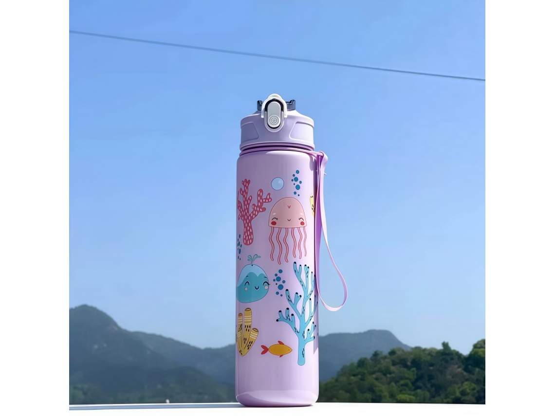(océano Púrpura) Botella De Agua Para Niños, Capacidad De 750 Ml, Fabricada En Plástico Ecológico.