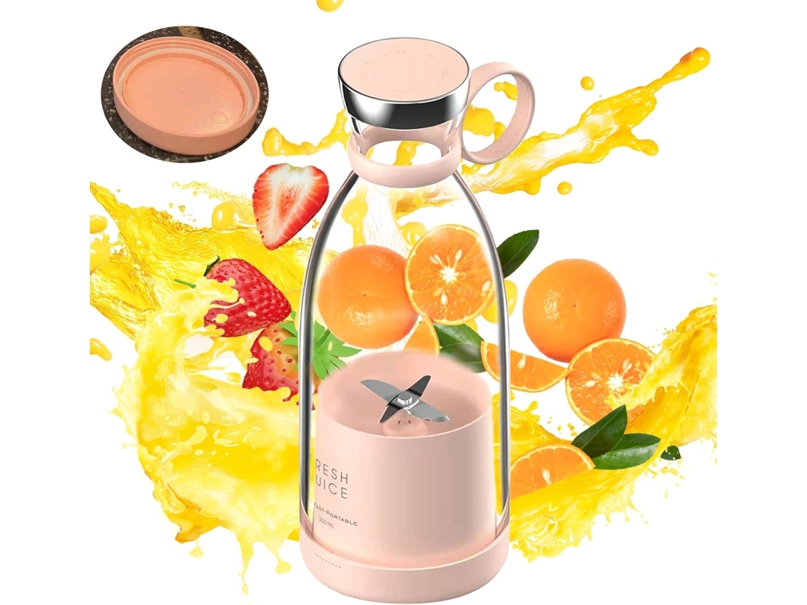 Licuadora Portátil, Licuadora De Tamaño Personal 350ml Smoothies Y Batidos Usb Recargable Exprimidor Vaso Gusshious Rosa