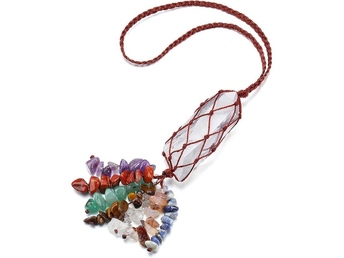 Adorno Colgante De Cuarzo Claro Natural, Piedras Gemas De 7 Chakras Con Borlas Para Decoración De Coche Y Hogar