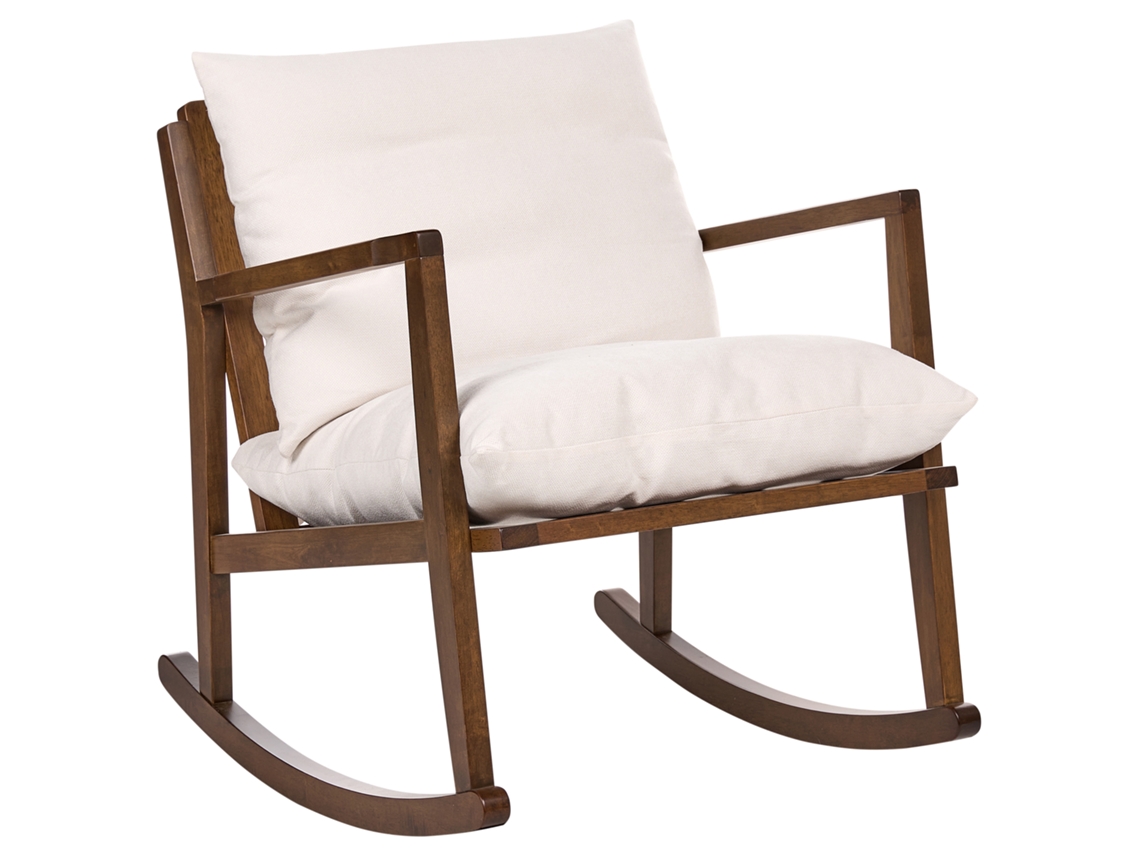 Poltrona De Sala De Estar De Estilo Escandinavo Beliani Kjevik De Madeira De Seringueira Creme 65x75x75
