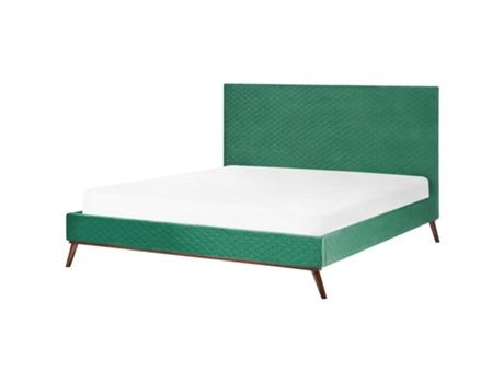 BELIANI Cama de matrimonio terciopelo Bayona Verde 191x212x121