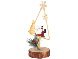 Lindo Adorno Navideño De Papá Noel, Decoración De Trípode De Hierro Y Madera, Regalo Para Fiestas