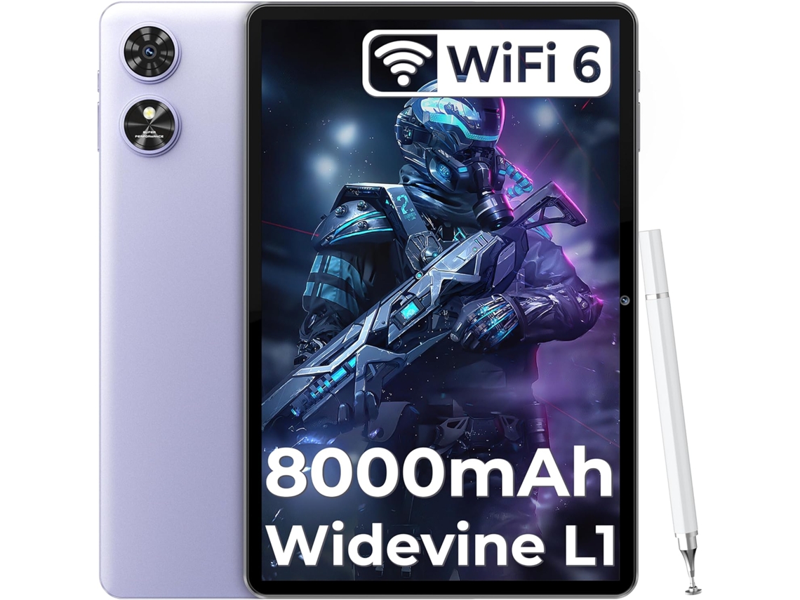 Tableta Oukitel Ot6 Android 13 (10.1", 16 GB, 64 GB, 8000 mAh, Wifi 6, color morado)