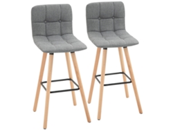 Juego De 2 Taburetes Altos Modernos Con Patas De Madera Gris.