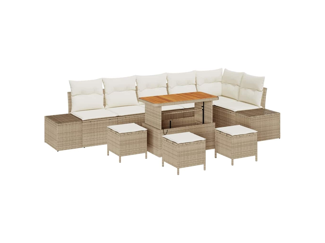Maison Exclusive - Juego de sofás de jardín de ratán sintético beige de 10 piezas