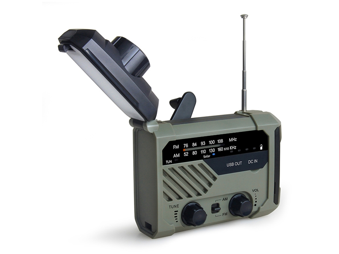 Radio Digital Fm/am, Linterna Solar Portátil De Emergencia Con Batería De 2000 Mah, Luz De Lectura Led Y Alarma Sos.