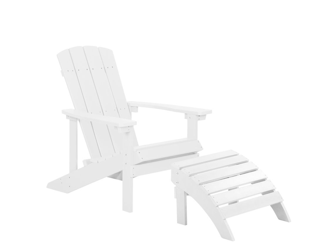 Silla con reposapiés BELIANI Adirondack de Madera plástica Blanco 75x88x88