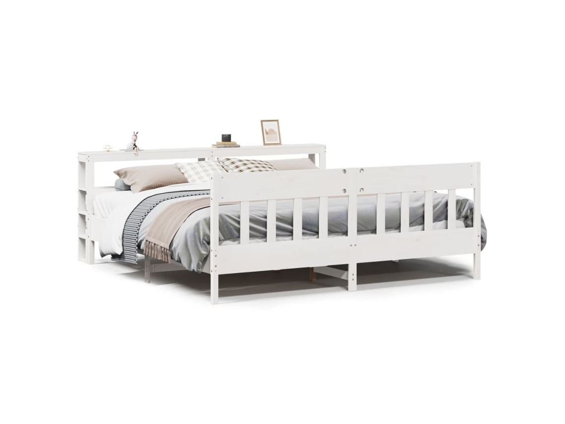 Maison Exclusive - Cama Sin Colchón Madera Maciza De Pino Blanca 180x200 Cm
