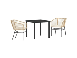 Conjunto De Comedor De Jardín 3 Uds | Mueble De Jardín Marrón Ratán Sintético
