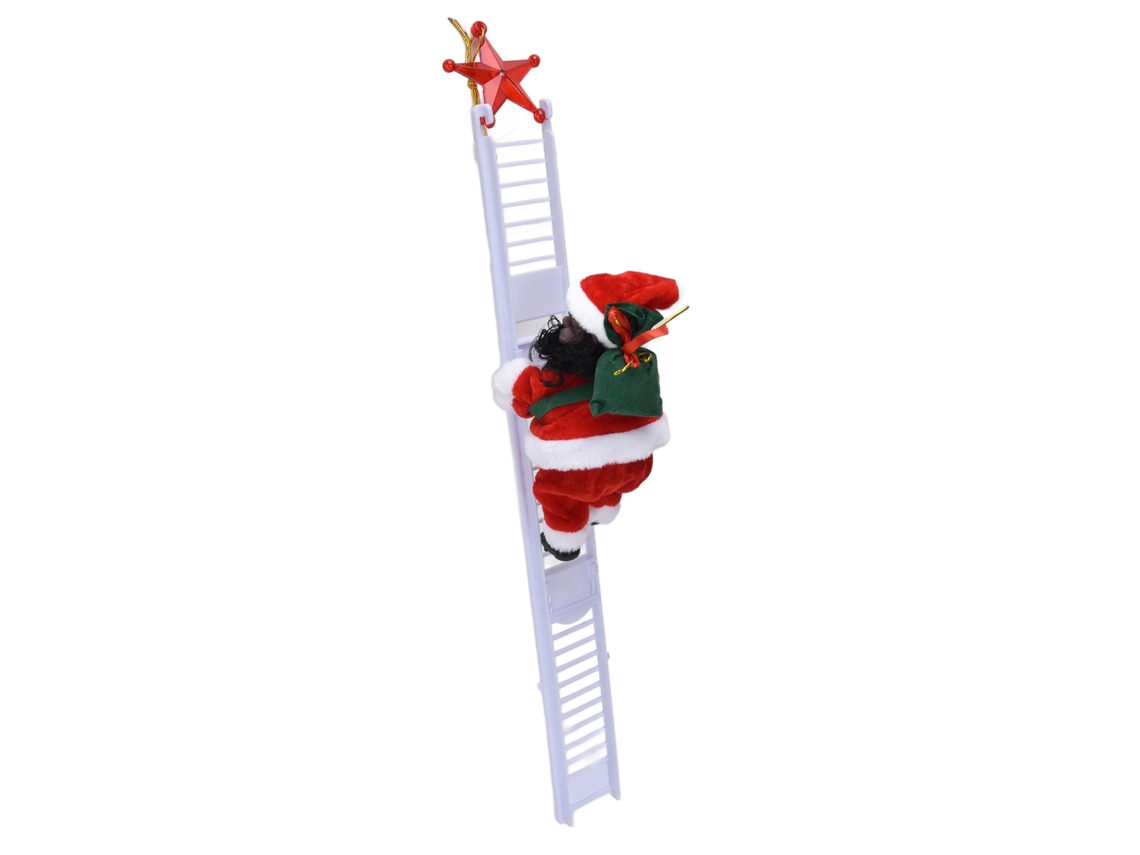 Ats-juguete Eléctrico De Papá Noel Raza Negra Escalando Árbol De Navidad Decoración Ornamento Escalera Blanca Sola