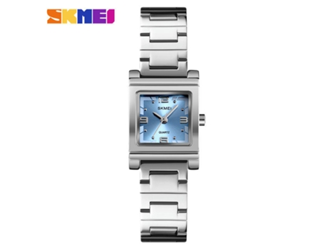 Relojes para Mujer Reloj de Cuarzo con Correa de Acero Inoxidable Reloj de Pulsera Cuadrado Resistente al Agua-Superficie Azul Plateada LUUCOZK