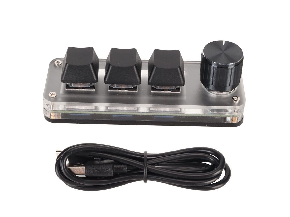 Baoj-2026teclado Mini Usb De 3 Teclas Com Knob Programável Diy Conexão Type C Switch Azul Para Gaming Unimanual Preto