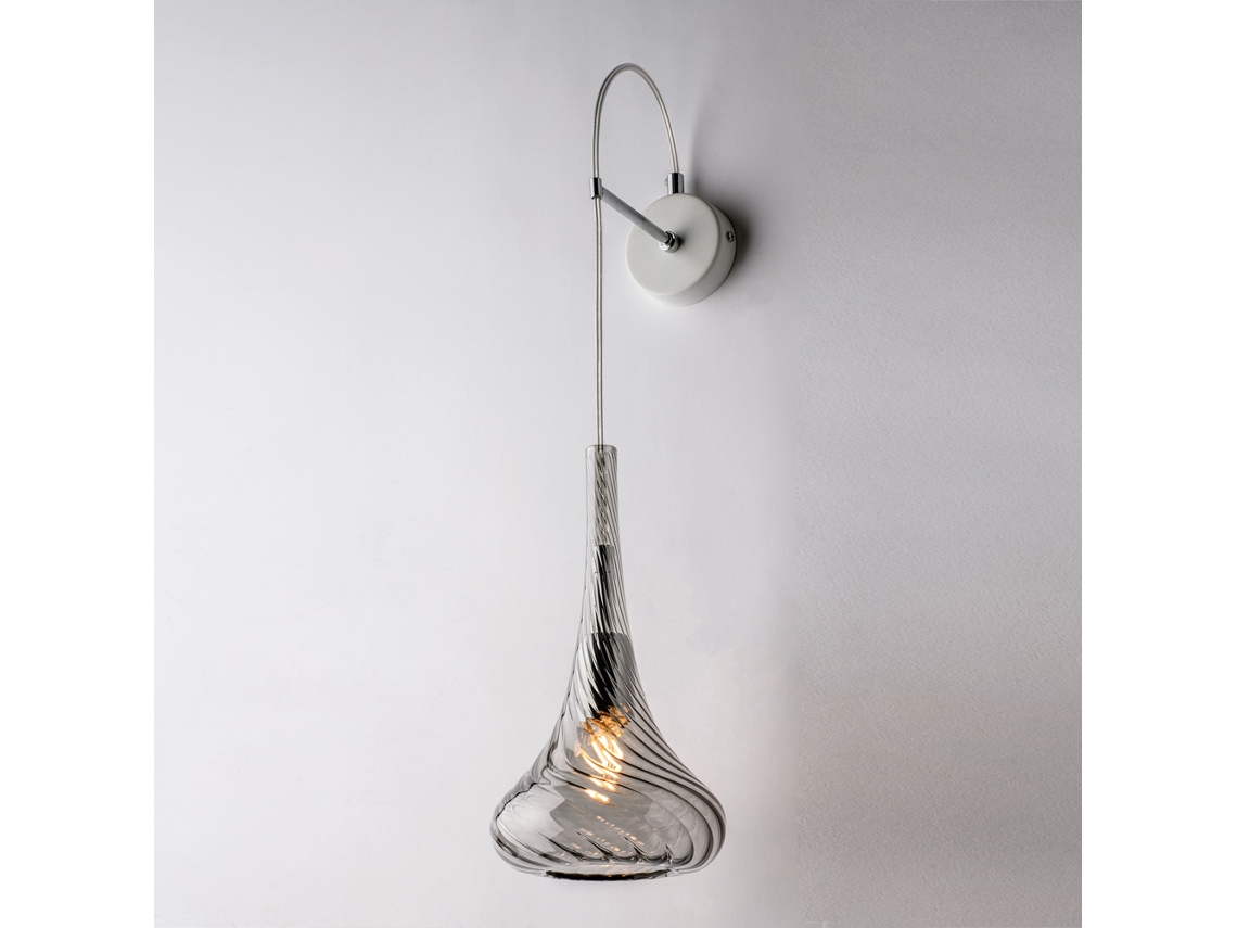 Nemesi - Aplique De Hierro Con Cristal Pyrex Gris 1 Luz .14 - P.21 - Bl280-ap1-gr
