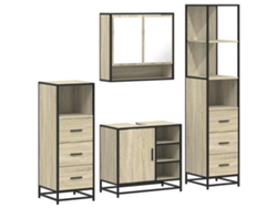 Juego de muebles de baño de 4 piezas Vidaxl en madera de roble Sonoma