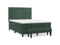 Maison Exclusive - Cama Box Spring Con Colchón Terciopelo Verde Oscuro 140x190 Cm
