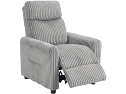 Sillón Relax Reclinable Manual Tapizado En Pana Instalación Rápida Reposapiés Acolchado Grueso Gris Claro