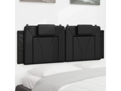 Cabecero De Cama Acolchado Cuero Sintético Negro 140 Cm