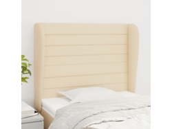 Cabecero Con Orejas De Tela Color Crema 93x23x118/128 Cm