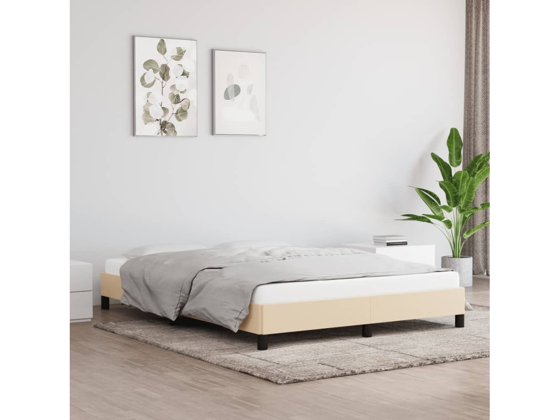 Cama Sin Colchón Tela Color Crema 140x200 Cm