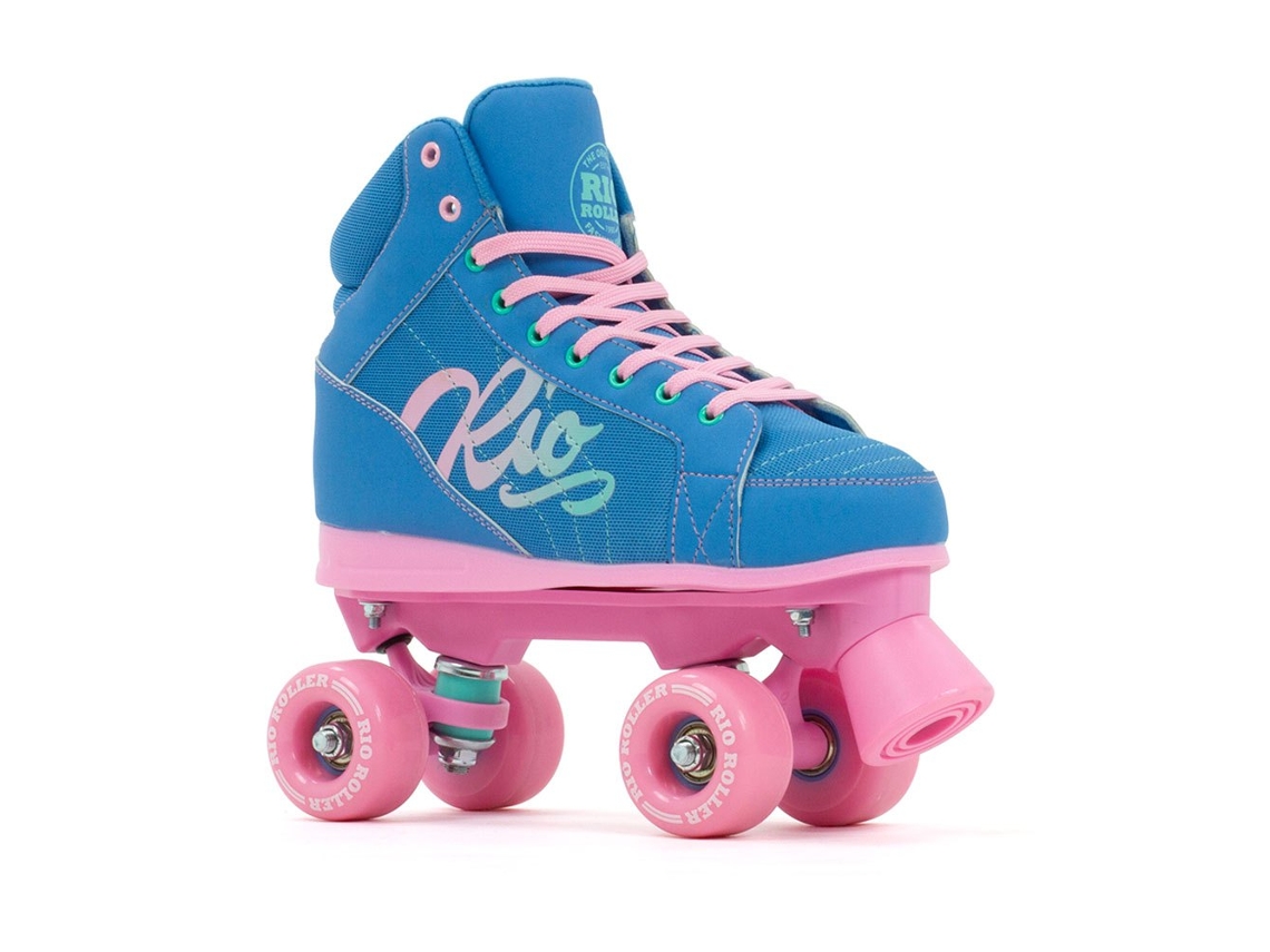 Patins 4 Rodas Lumina Junior Azul Rosa Eu 35 1/2Rio Roller