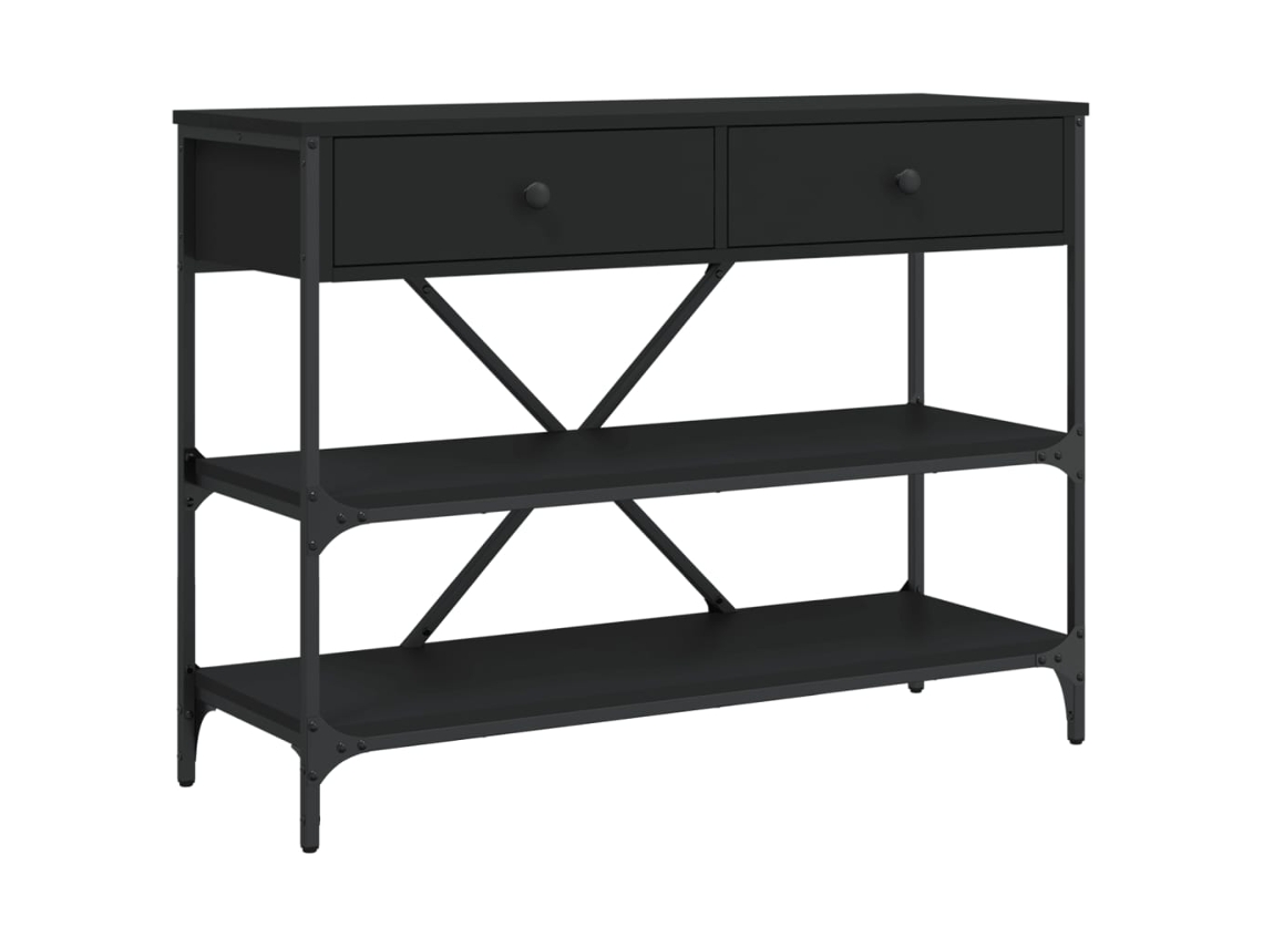 Maison Exclusive - Mesa Consola Con Cajones Y Estantes Madera De Ingeniería Negro