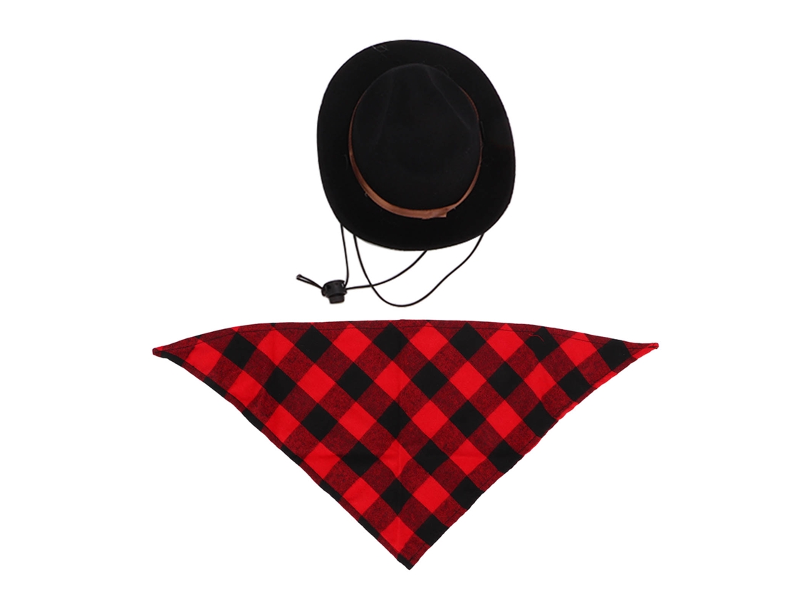 Rebe - Conjunto de Fantasia de Cowboy para Animais de Estimação com Chapéu e Cachecol Ajustável para Festa de Halloween e Brincadeiras de Faz de Conta