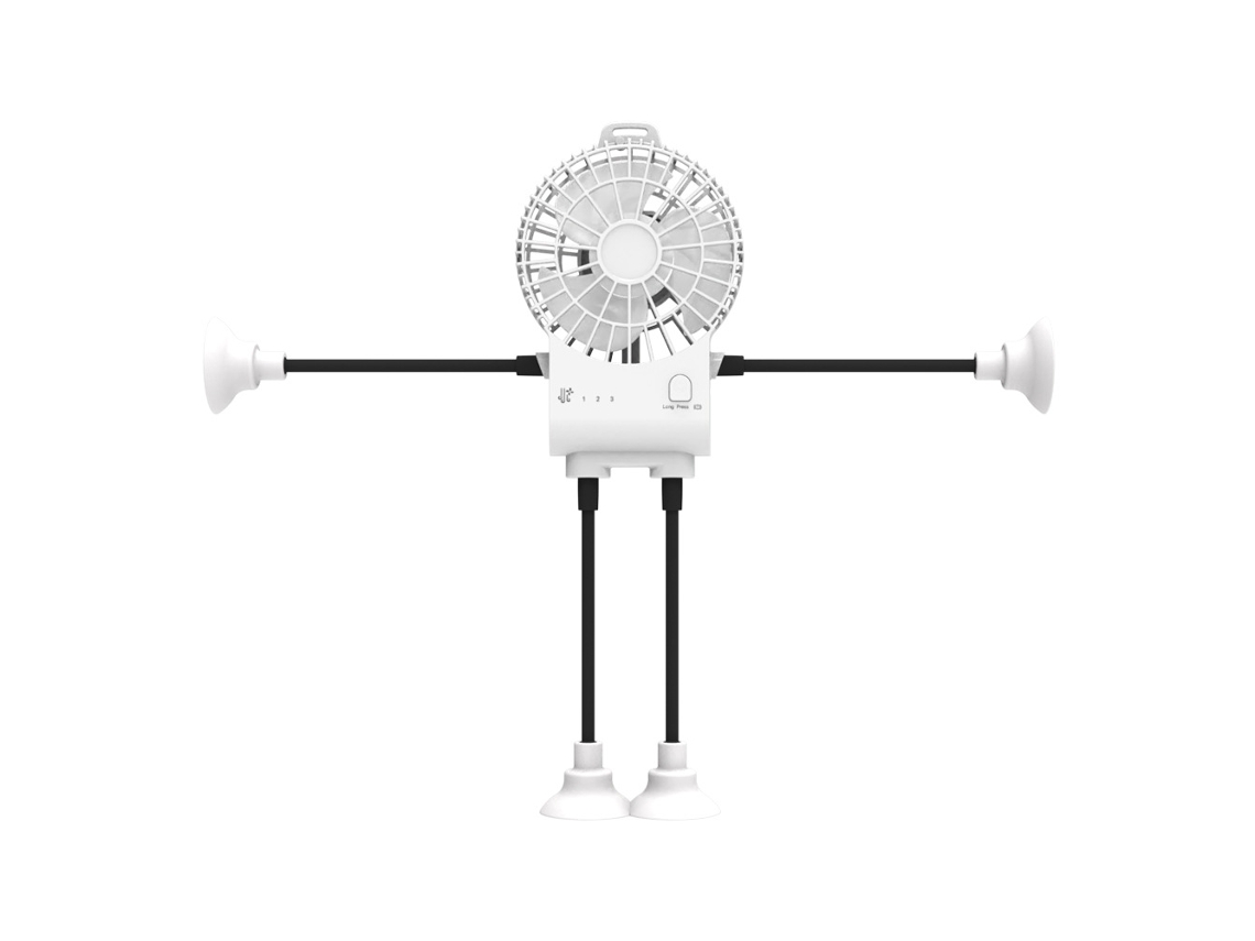 Ventilador De Mesa Chrui Estilo Robot Con Ventosas Y Soporte Para Móvilblanco