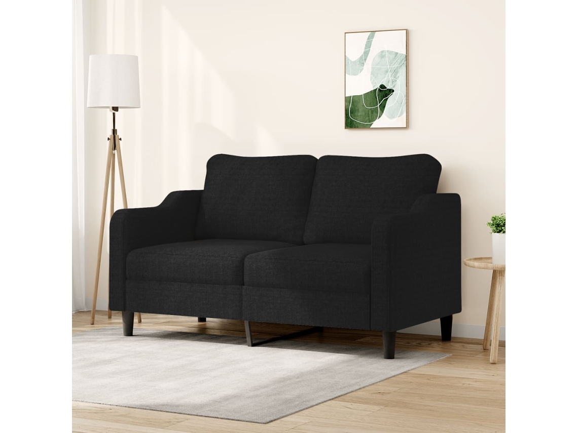Sofá De 2 Plazas De Tela Negro 140 Cm