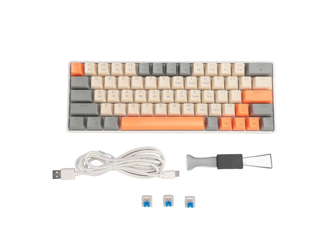 Teclado Mecánico Compacto Con Cable De 63 Teclas, Interruptores Azules Y Retroiluminación Para Pc, Linux Y Windows.