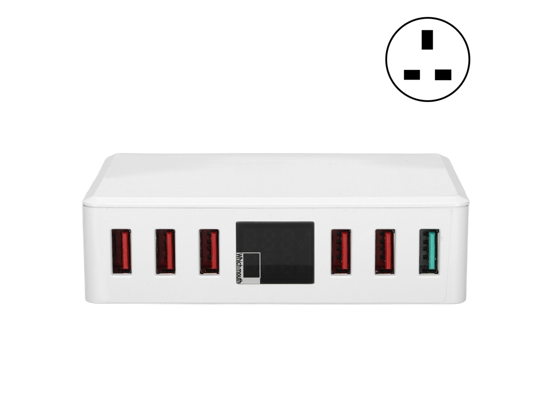 Cargador Usb Inteligente De 6 Puertos Qc 3.0 Con Pantalla Digital, Carga Rápida 100-240v Enchufe Británico