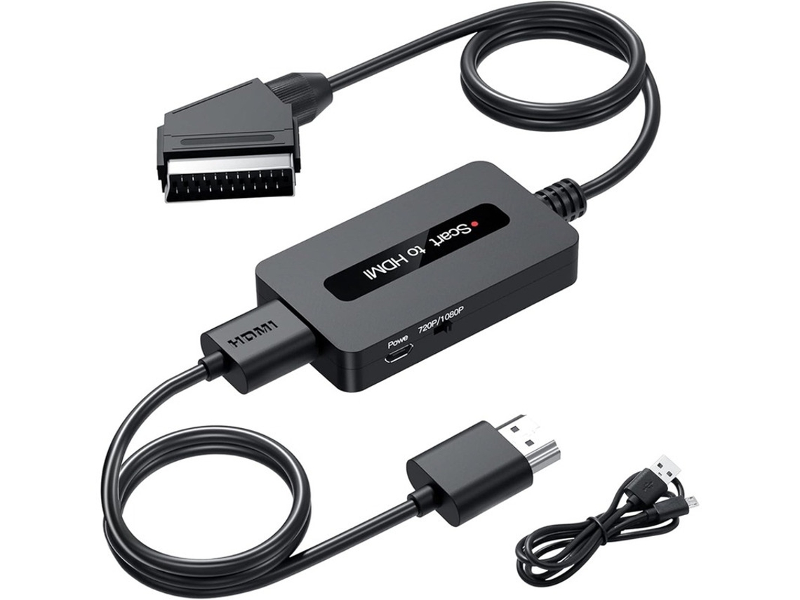 Adaptador convertidor de Scart a HDMI 1080p con cables Scart y HDMI incluidos Compatible con PS3, Xbox, Wii, Sky, DVD, STB Pal/ntsc, Plug &amp; Play Bestvite