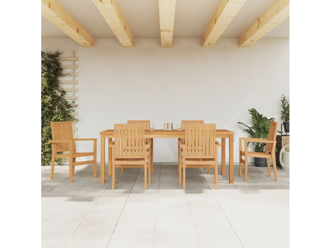 Juego de comedor de jardín de 7 piezas en madera maciza de teca DKD Home Decor